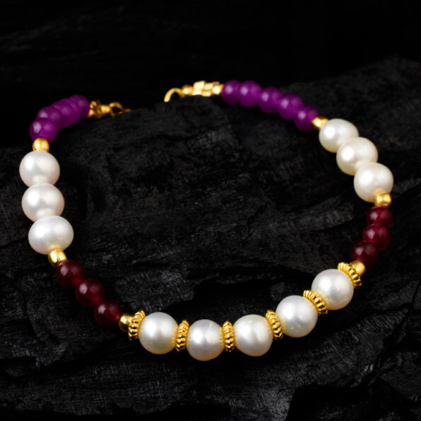 Pearlz Gallery Pink, White And Red Colored Bracelet with Extension