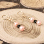 pearl earrings, freshwater pearl earring, orange pearl earrings, pearl earrings for girls