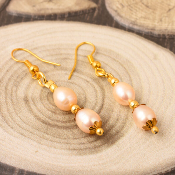 pearl earrings, pearl earrings for women, pearl earring for girls, freshwater pearl earring, orange pearl earring