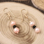 pearl earrings, freshwater pearl earring, orange pearl earrings, pearl earrings for girls