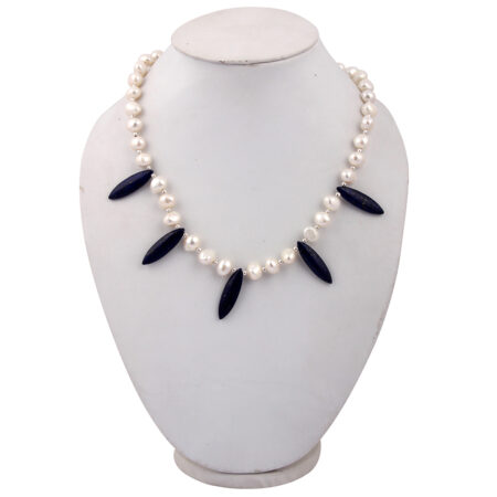 Pearlz Gallery Freshwater Pearl & Lapis Lazuli Beads 18 Inch Necklace