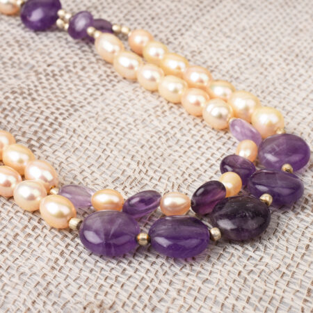 Pearlz Gallery FreshWater Pearl And Amethyst Beads 18 Inches  Necklace