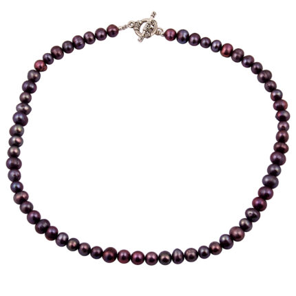 Pearlz Gallery Dyed Dark Purple Fresh Water Pearl Beaded Necklace