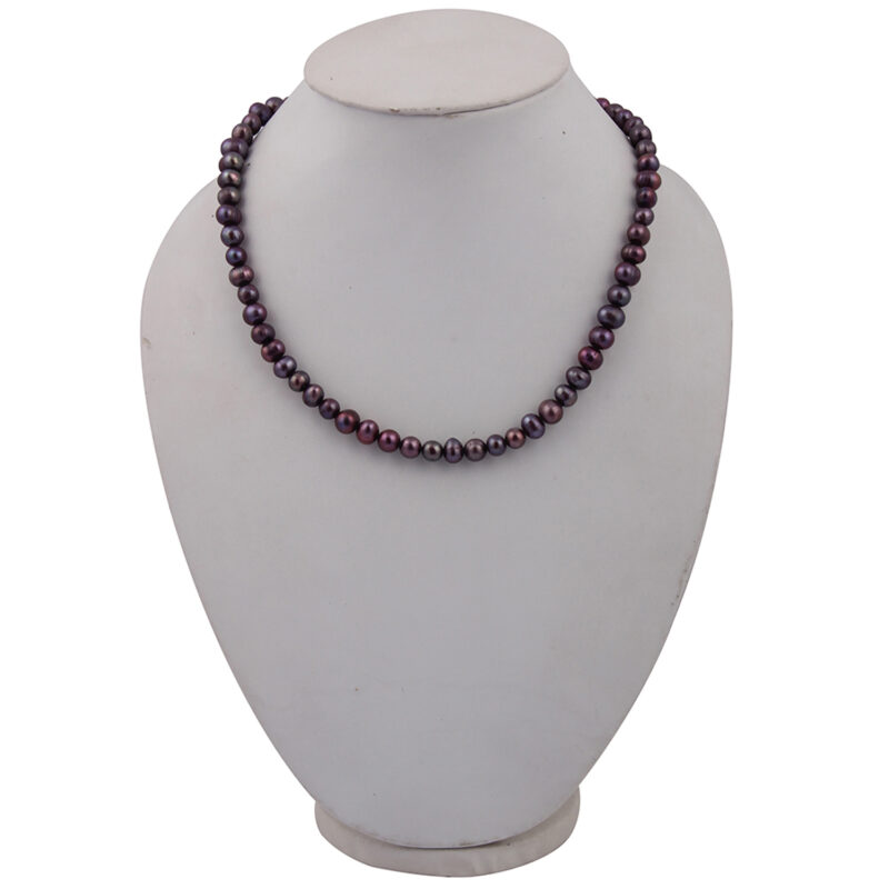 Pearlz Gallery Dyed Dark Purple Fresh Water Pearl Beaded Necklace