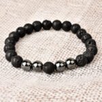 Pearlz Gallery Hematite and Lava Beads Bracelet for both men and women
