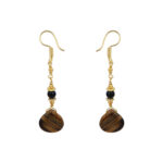 A blissful tiger eye and black onyx in round shape beaded earrings for your loving choice