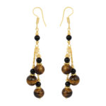 Astonishing round shape tiger eye and black onyx earring for women