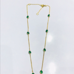 BRASS GOLD PLATED NECKLACE WITH  GREEN ONYX