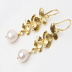 Brass Gold Plated Earrings With Pearl