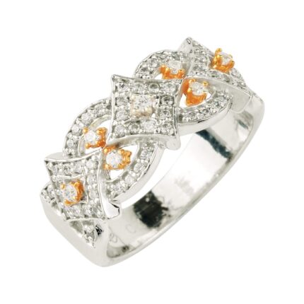 Cubic Zirconia Dual-Color Gold & White Ring