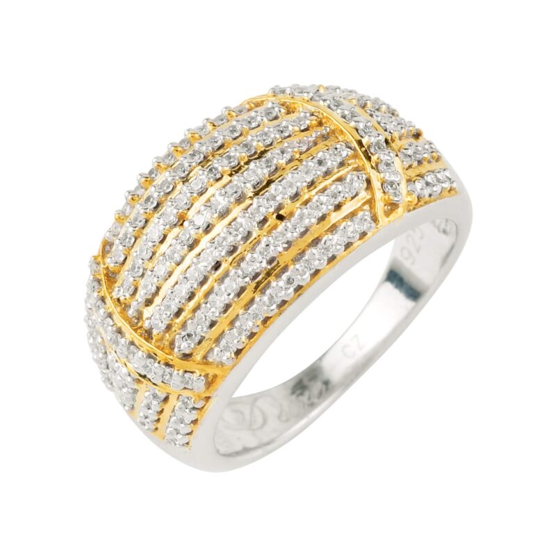 Cubic Zirconia Multi-Row Gold Ring