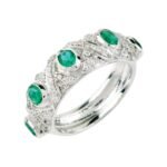 Cubic Zirconia Oval Cut Green Hydro with Rounded Stone Ring