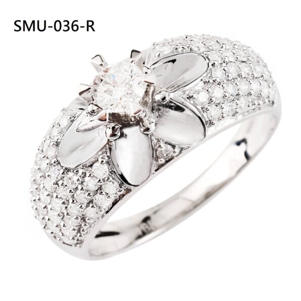 White Cubic Zirconia Pear Shape Flowers Ring