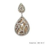 Sterling Silver Gold and White Teardrop Dangle Cubic Zirconia Pendant for Women