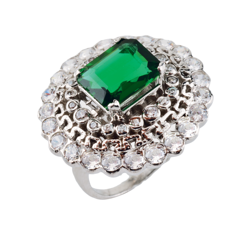 Emerald Green Hydro Studded Cubic Zirconia Ring