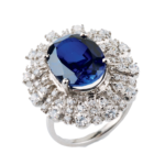 Blue Hydro 925 Sterling Silver Oval Shape Cubic Zirconia Ring