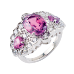 925 Sterling Silver Pink Gemstone Oval and Heart Shape Cubic Zirconia Pendant for Women