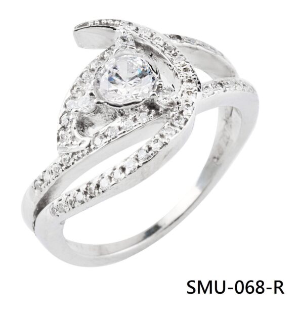 Sterling Silver 925 Embedded with White Cubic Zirconia Ring for Women