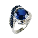 925 Sterling Silver Blue Hydro and White & Blue Cubic Zirconia Ring for Women