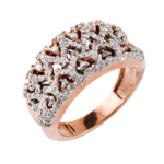 Sterling Silver 925 Rose Gold Wide Bridal Cubic Zirconia Ring for Women