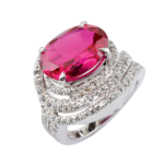 925 Sterling Silver Ruby Color Hydro Cocktail Cubic Zirconia Ring for Women