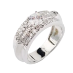 925 Sterling Silver Round Cubic Zirconia Ring for Women