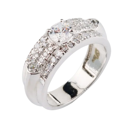 925 Sterling Silver Round Cubic Zirconia Ring for Women