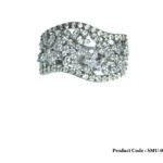 Wavy Flower Design Cubic Zirconia Ring