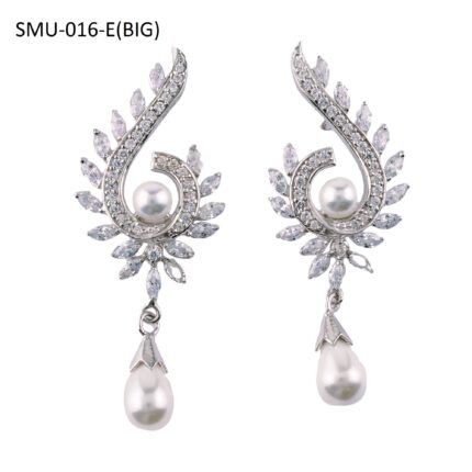 Elegant Sterling Silver Freshwater Pearl and Cubic Zirconia Dangling Earrings for Women