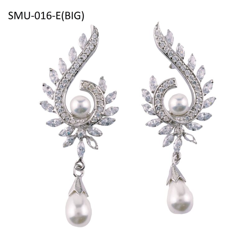 Elegant Sterling Silver Freshwater Pearl and Cubic Zirconia Dangling Earrings for Women