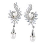 Elegant Sterling Silver Freshwater Pearl and Cubic Zirconia Dangling Earrings for Women