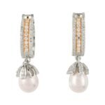 Exquisitely Crafted Pair of Cubic Zirconia Earrings with a Pretty Pearl Drop