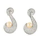Curl Earrings with Pearls & Cubic Zirconia