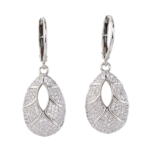 Sterling Silver Hollow Oval Cubic Zirconia Drop Dangle Earrings for Women