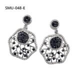Elegant Sterling Silver Hexagon CZ Earrings