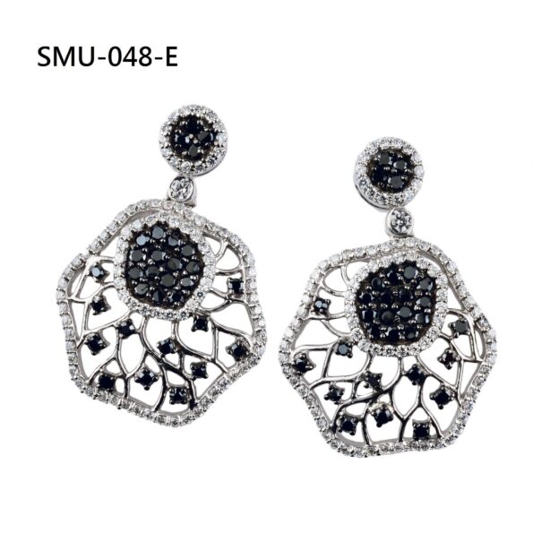 Elegant Sterling Silver Hexagon CZ Earrings