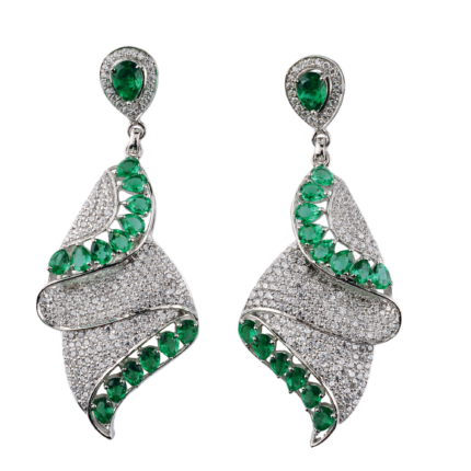 Green and White Cubic Zirconia Earrings for Women