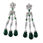 Pear Cut Emerald Cubic Zirconia and Drop Green Hydro Chandelier Earrings