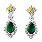 Elegant Sterling Silver Emerald Cubic Zirconia Drop Earrings for Women