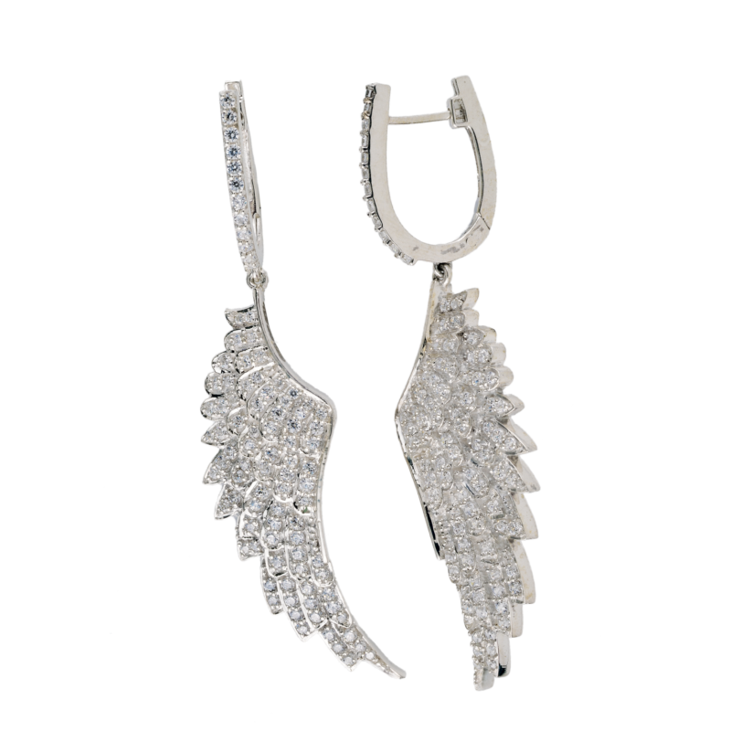 Sterling Silver Wing CZ Drop Dangle Earrings