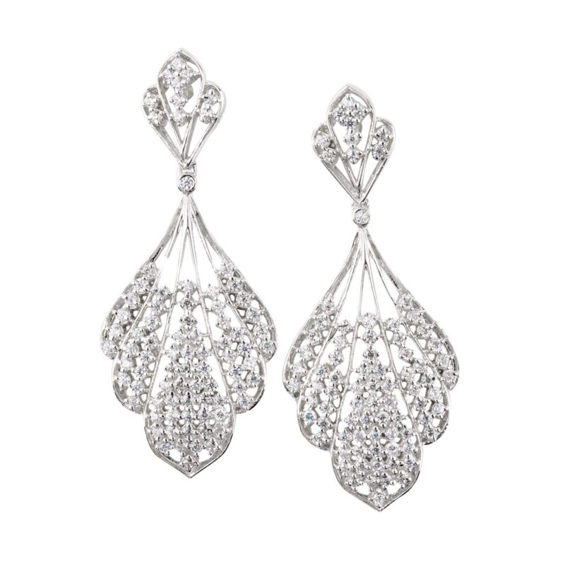 Pear Cut Cubic Zirconia Dangle Drop Chandelier Teardrop Earrings