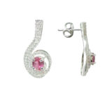 Radiant Sterling Silver Tear Drop Earrings adorned with CZ and Ruby